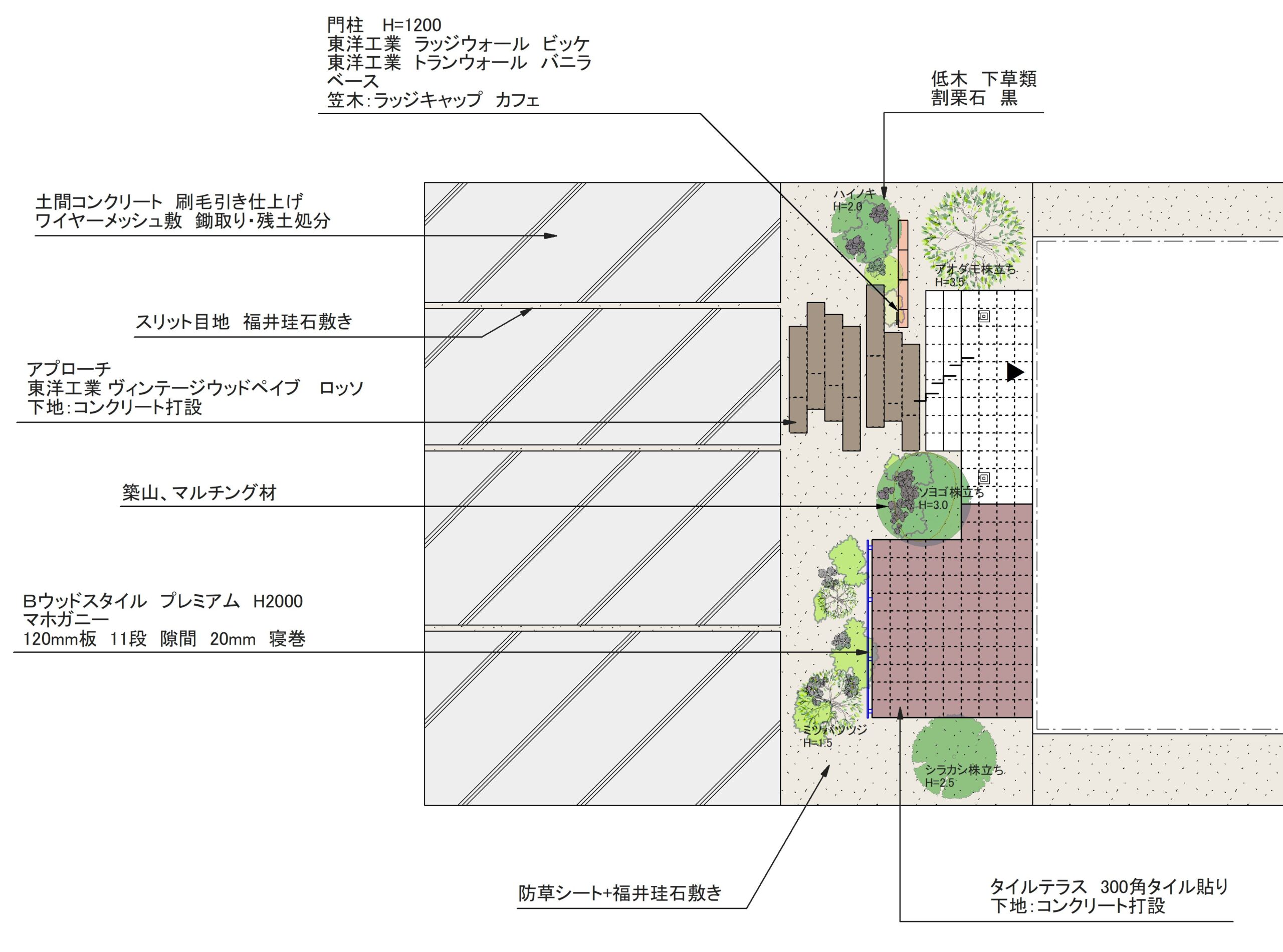 石川県エクテリアプラン　金沢市外構平面図